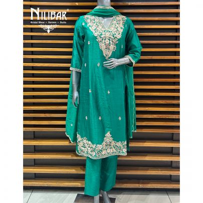 Dark Green Silk Pant Suit