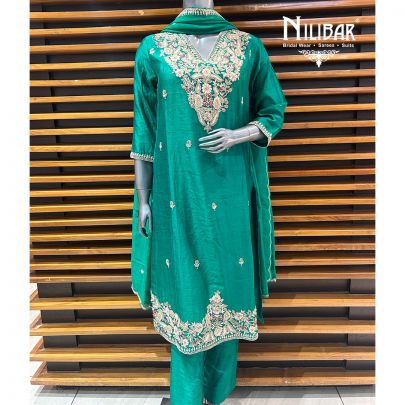 Dark Green Silk Pant Suit