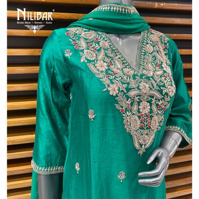 Dark Green Silk Pant Suit