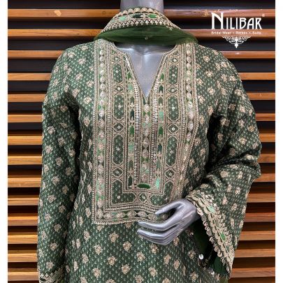 Leaf Green Silk Flared Palazzo Suit