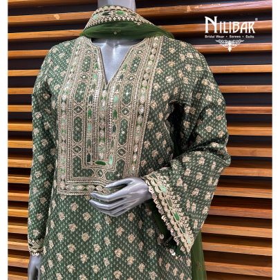 Leaf Green Silk Flared Palazzo Suit