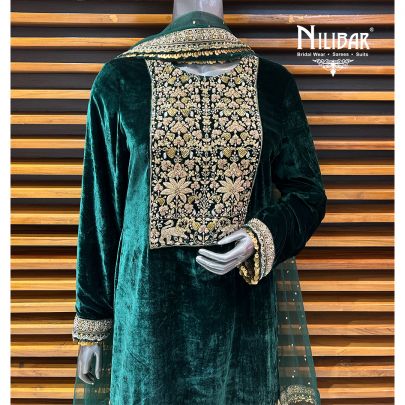 Green Velvet Loose Pant Suit