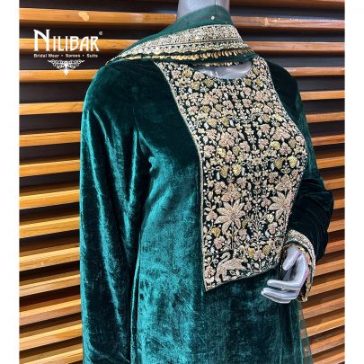 Green Velvet Loose Pant Suit