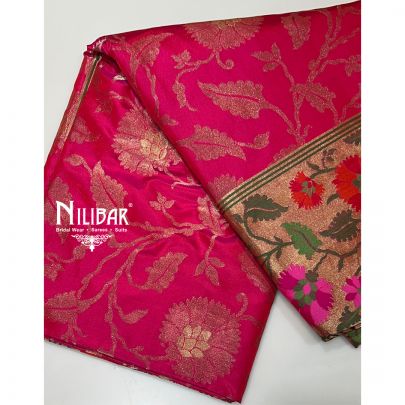 Bright Pink Silk Saree
