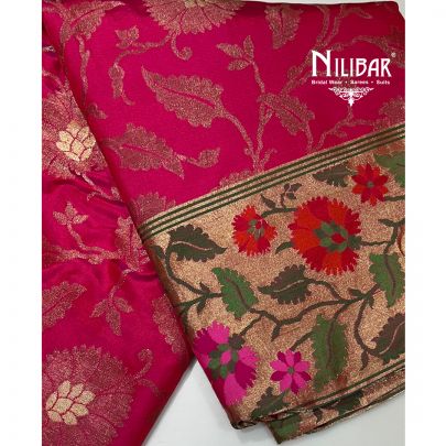 Bright Pink Silk Saree