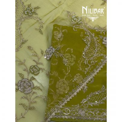 Apple Green Crepe Unstitched Suit