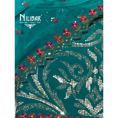 Peacock Green Crepe Unstitched Suit
