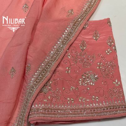 Peach Crepe Unstitched Suit
