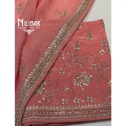 Peach Crepe Unstitched Suit