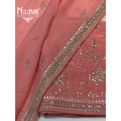 Peach Crepe Unstitched Suit