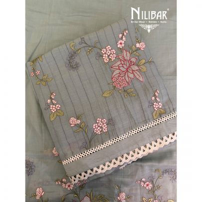 Pale Tarquoise Mul Cotton Shirt Paired With Plain Tafta Bottom & Dupatta
