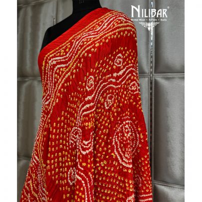 Tomato Red Tebby Silk Bandhani Dupatta