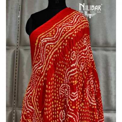 Tomato Red Tebby Silk Bandhani Dupatta