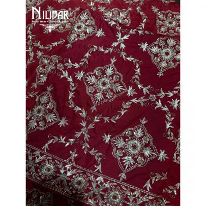 Red Silk Heavy Embroidered Shirt & Dupatta Paired With Plain Bottom