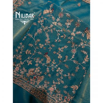 Sea Green Organza Heavy Embroidered Shirt & Dupatta Paired With Plain Bottom