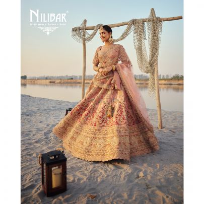 Blush Pink Silk Heavy Embroidered Silk Blouse & Lehenga