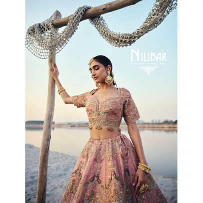 Blush Pink Silk Heavy Embroidered Silk Blouse & Lehenga