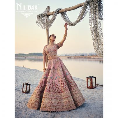 Blush Pink Silk Heavy Embroidered Silk Blouse & Lehenga