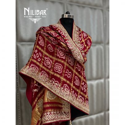 Mehroon Tebi Silk Bandhani Dupatta