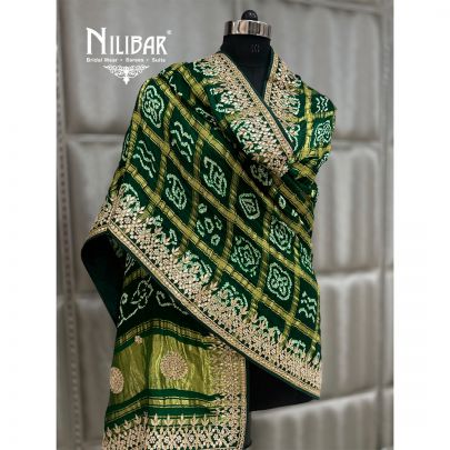 Green Bandhani Tebi Silk Dupatta