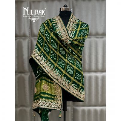 Green Bandhani Tebi Silk Dupatta