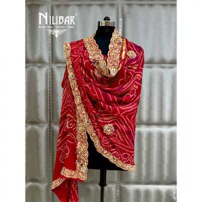 Red Bandhani Chinnon Dupatta