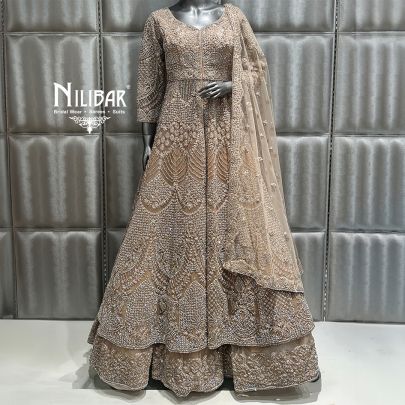 Beige Net Lehenga