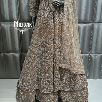 Beige Net Lehenga