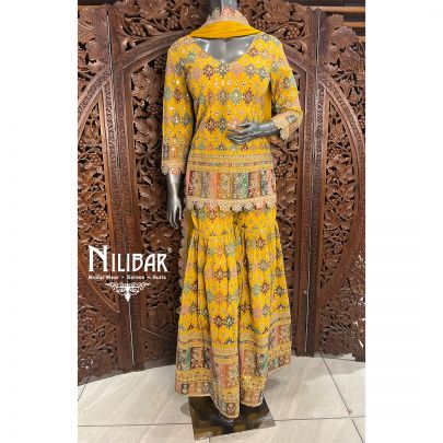 Yellow Georgette Garara Suit
