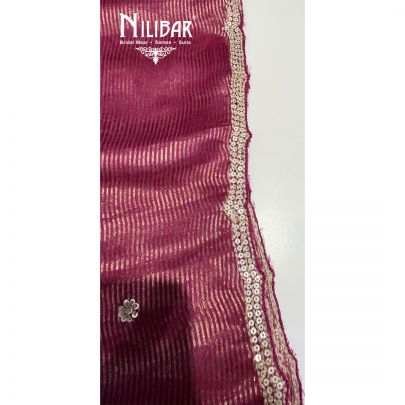 Deep Pink Silk Unstitched Embroidered Suit