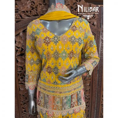 Yellow Georgette Garara Suit