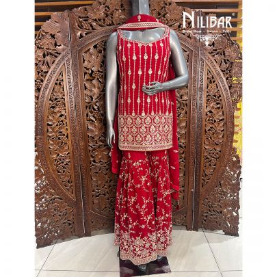 Red Georgette Garara Suit