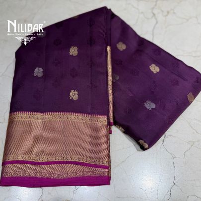 Purple & Gold Silk Banarasi Silk Saree