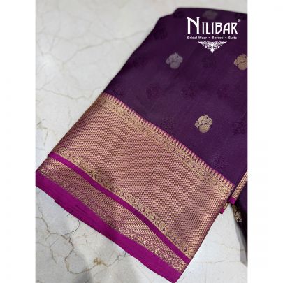 Purple & Gold Silk Banarasi Silk Saree