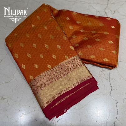 Orange & Gold Silk Banarasi Silk Saree