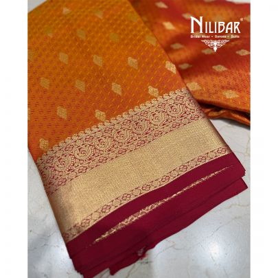 Orange & Gold Silk Banarasi Silk Saree