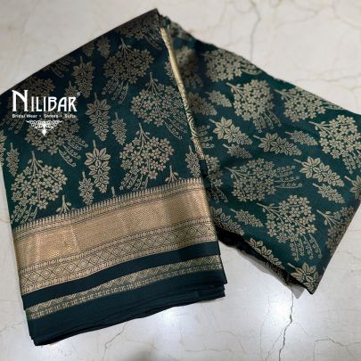 Bottle Green Silk Banarasi Silk Saree