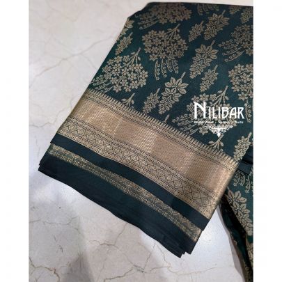 Bottle Green Silk Banarasi Silk Saree