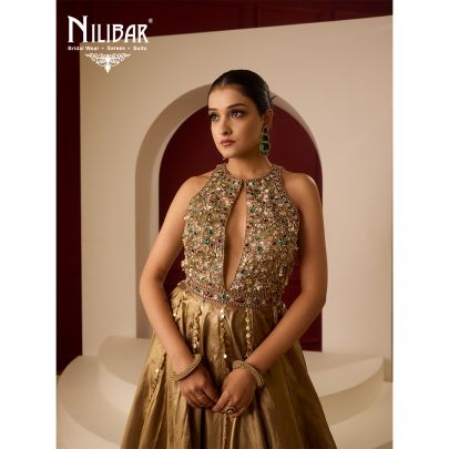 Gold Lame Silk Flowy Gown