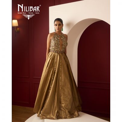 Gold Lame Silk Flowy Gown