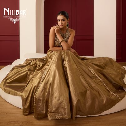 Gold Lame Silk Flowy Gown