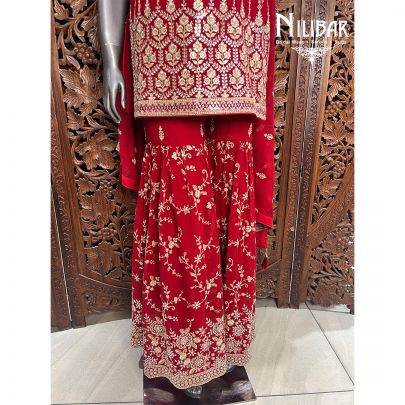 Red Georgette Garara Suit