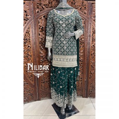 Green Georgette Palazzo Suit