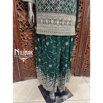 Green Georgette Palazzo Suit