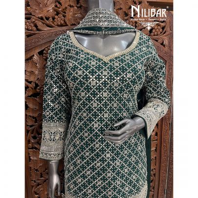 Green Georgette Palazzo Suit