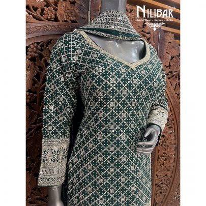 Green Georgette Palazzo Suit
