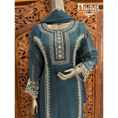 Blue Organza Garara Suit