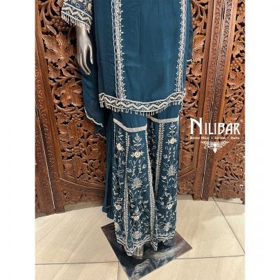 Blue Organza Garara Suit