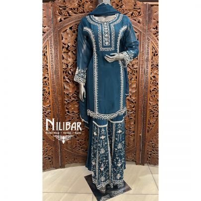 Blue Organza Garara Suit