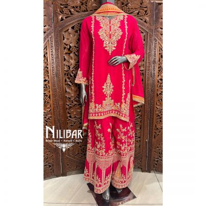 Pink Chinon Palazzo Suit